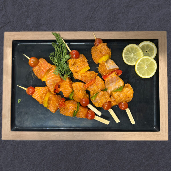 Brochette de saumon à l'échalotte